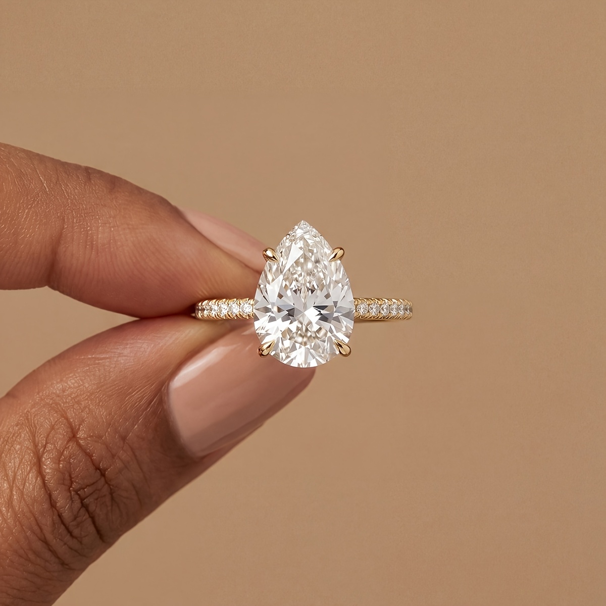 Luxury 4ct Teardrop Ring Promise Wedding Engagement Rings